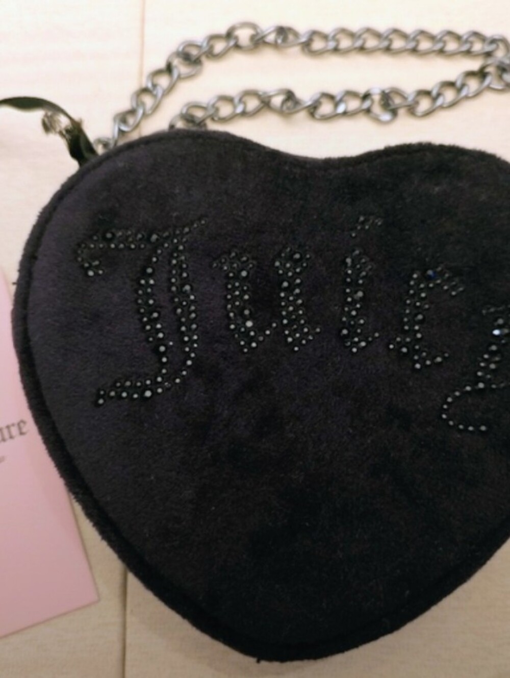 Juicy Couture Black Heart And Gunmetal Crossbody Bag. NWT